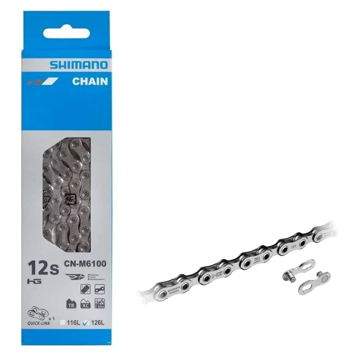 SHIMANO Kjede CN-M6100 HG 12-delt E-BIKE RATED 126 ledd QUICK-LINK hurtigkobling